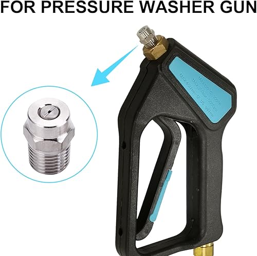 Miniatura 6 de Puntas limpiadoras de superficies de 25 grados con orificio de 2.5, NPT macho de 14 pulgadas, boquillas de pulverización roscadas de 4500 PSI, acero