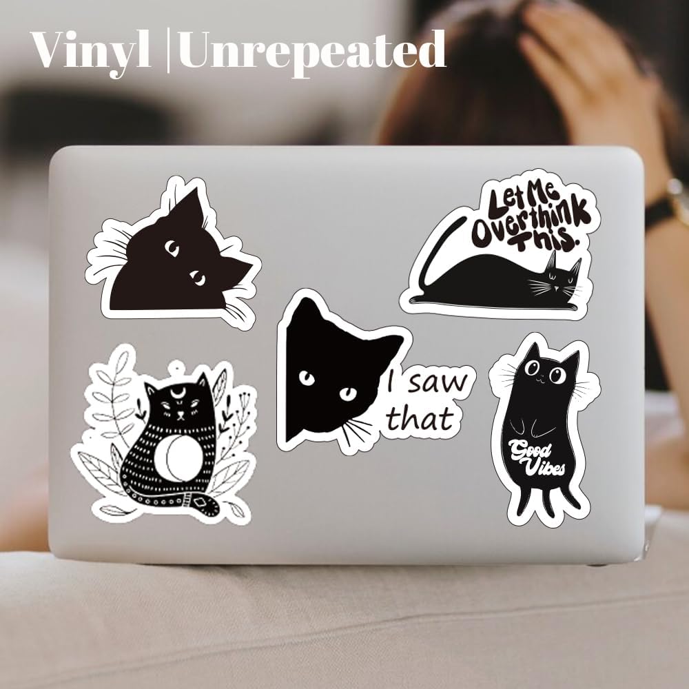 Black Cat Sticker - Waterproof Aesthetic Vinyl Decals, Cute Meme Stickers for Water Bottles, Laptops - Ideal for Adults, Teens - Image 5