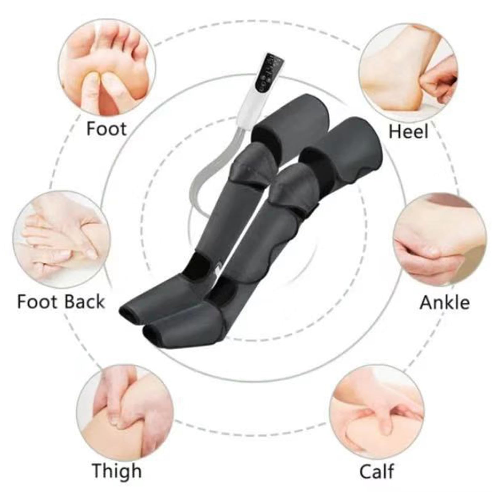 Masajeador de piernas para circulación de calor, masaje de compresión de pies de muslo de pantorrilla, diseño de envoltura ajustable, relaja los músculos del dolor de piernas