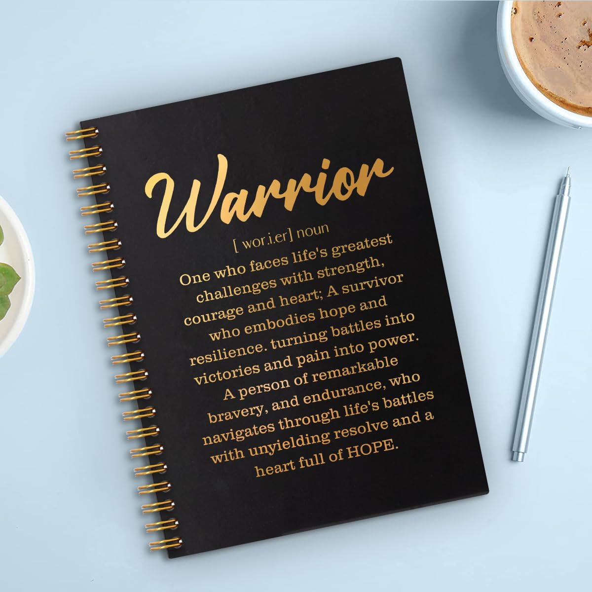Warrior Definition Gold Foil Hardcover 160 Pages Blank Spiral Notebook, Recovery Cancer Survivor Gifts, Warrior Gifts for Women Men, Motivational Gifts for Coworker, Cheer Up Gifts for Employee - Image 4
