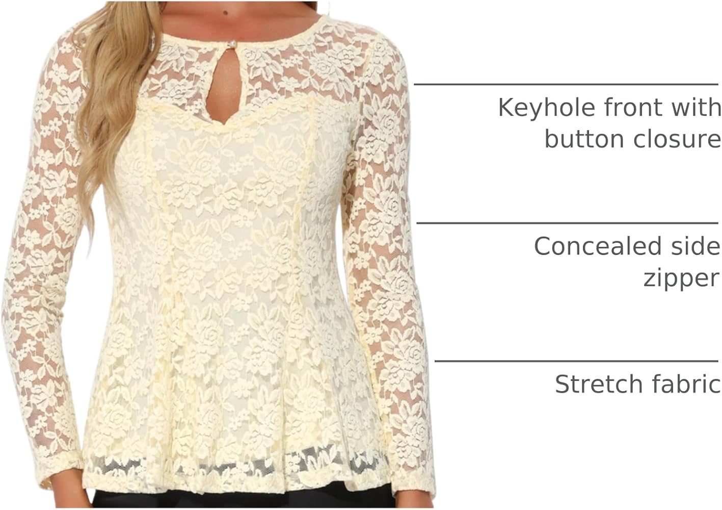 トップス louren russel lace peplum blouse ivory Amazon.com: EXLURA Women's Babydoll Peplum Blouse Shirt Puff