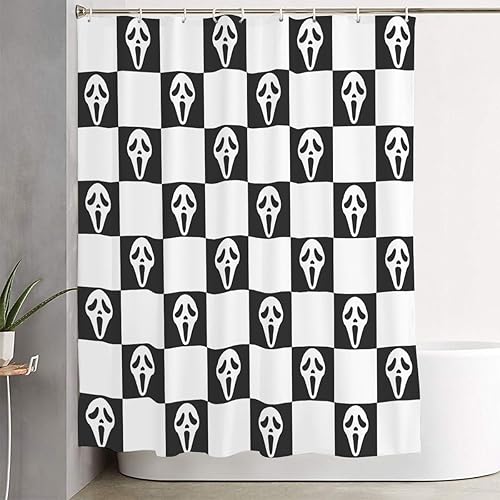 Miniatura 4 de Horror Ghost Face - Juego de baño de 4 piezas con cortina de ducha de 71 x 71 pulgadas, tapete de baño, alfombra de contorno, cubierta para tapa de