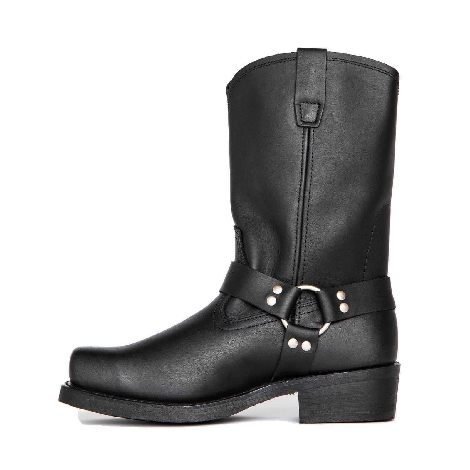 Hommes Cuir Bottes Équitation Moto Chevalier Mi-Mollet Bout Carré Western Cowboy Biker