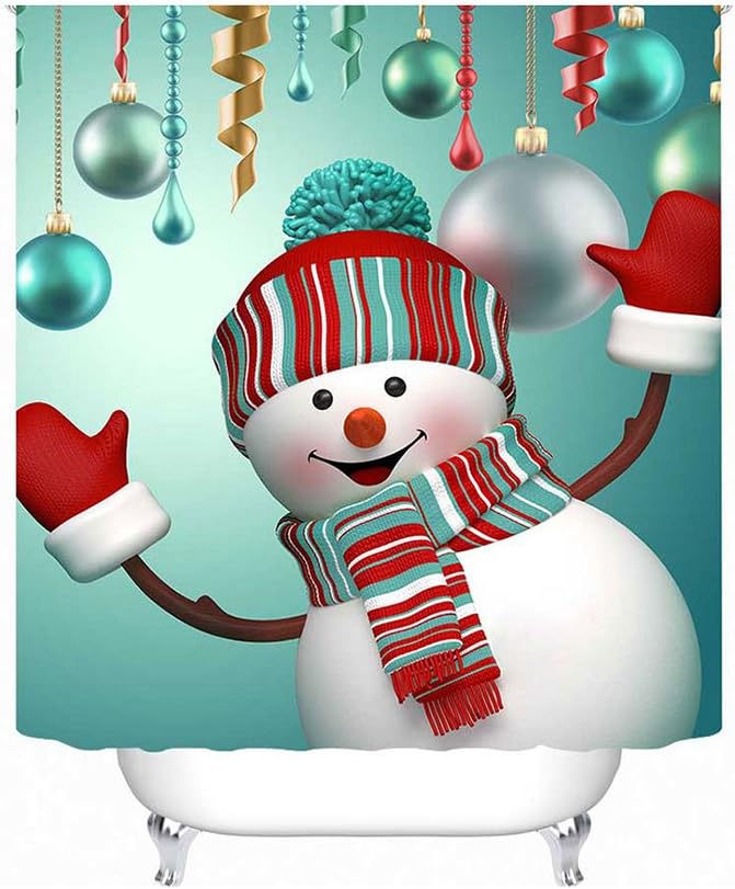 Ajingken Christmas Shower Curtain 3D Printing Curtains Xmas Waterproof Bathroom Curtain