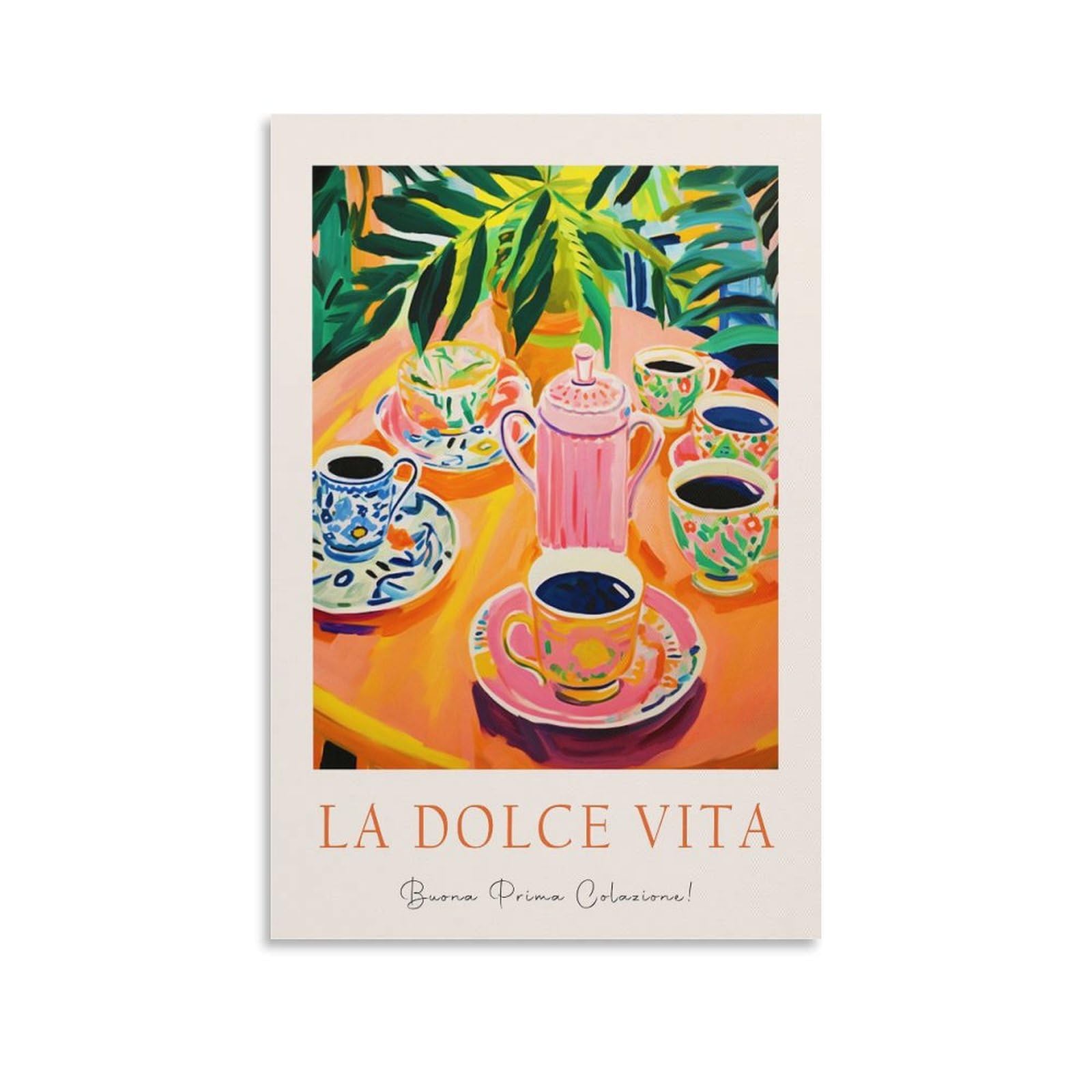 Italian Tea And Coffee Poster Retro Cafe Poster Italian Cuisine Kitchen Dining Room Poster Canvas Poster Wall Art Decor Print Picture Paintings for Living Room Bedroom Decoration 24x36inch(60x90cm)