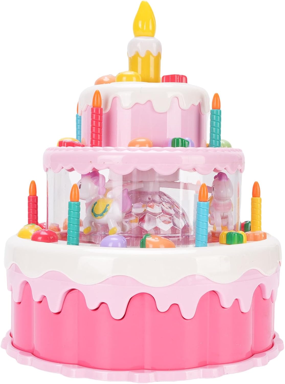 Electric Rotating Birthday Cake Toy with Light and Music for Children (Blue)