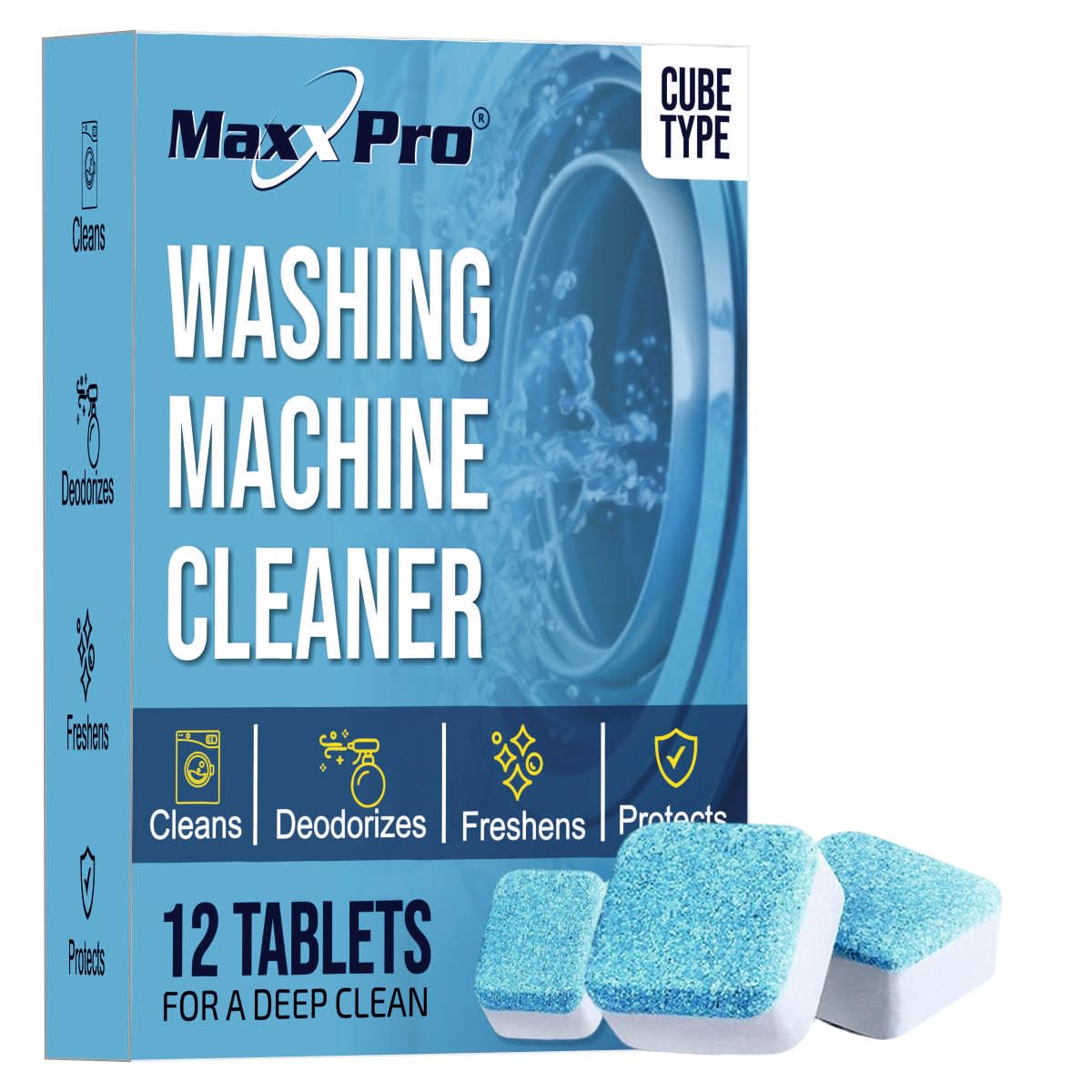 Maxxpro Washing Machine Deep Cleaner Tablets - Descaling Powder for All Brands, Front & Top Load Machines - Perfect Tub & Drum Stain Remover - Pack of 12 (B0D41JB7L7) Amazon Price History, Amazon Price Tracker