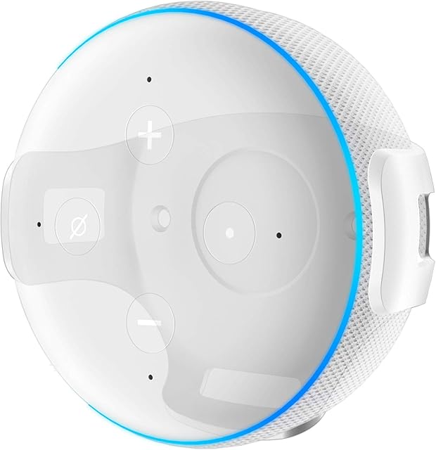 Blulu Metal Hole Free Wall Mount Bracket for Dot 3rd Generation Voice Assistant, Solid Metal Stand Holder Case (1 Pack, White)
