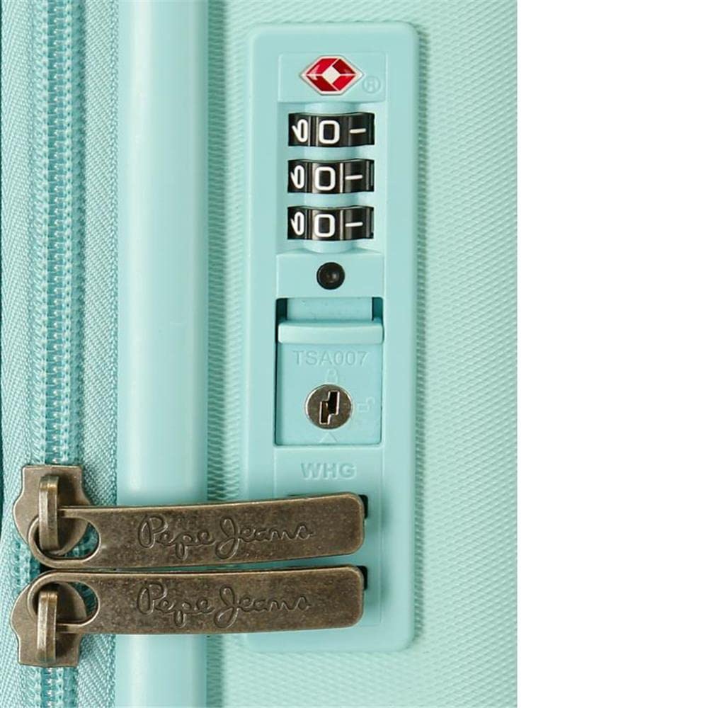 Pepe Jeans Nerea Maleta de Cabina Rígida, Azul, 4 Ruedas Dobles | Equipaje de Mano