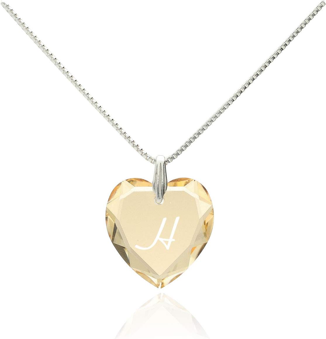 Materials Crystal, Heart Silver Chain 925 with Swarovski Element To Children and Letter Engraving " H"
