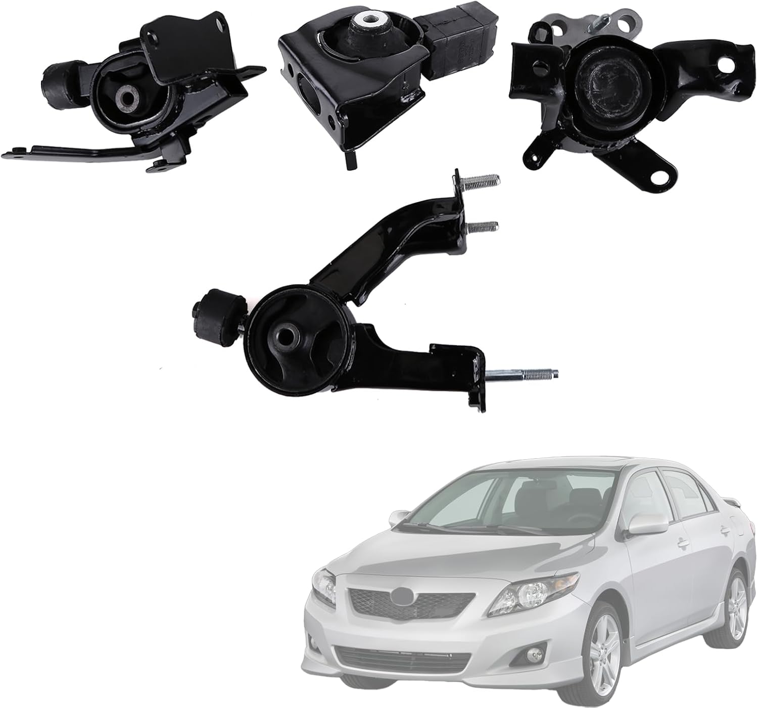 4Pcs Engine Motor & Trans Mount Set Compatible for Toyota Corolla 2009-2013 & Matrix 2009-2010, for Pontiac Vibe 2009-2010, 1.8L L4 Engine Support Replaces A62022 62039 9390 EM-9390