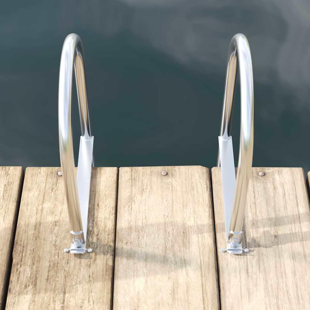 5-Stufen Dockleiter aus Aluminium, Silber, 45 × 11,5 × 190 cm, rutschfest und leicht, vielseitig für Boot, Steg, Schwimmbad, Pool, Yacht, Motorboot, Segelboot, Ponton