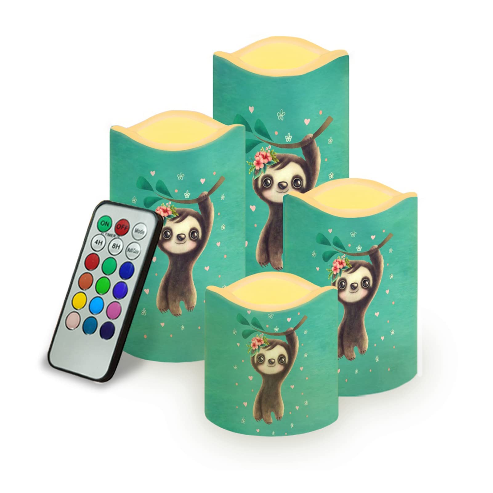 Dolyues Sloth Green Flameless Battery Operated Window Candle Electric Candlestick for Halloween Christmas Party Home