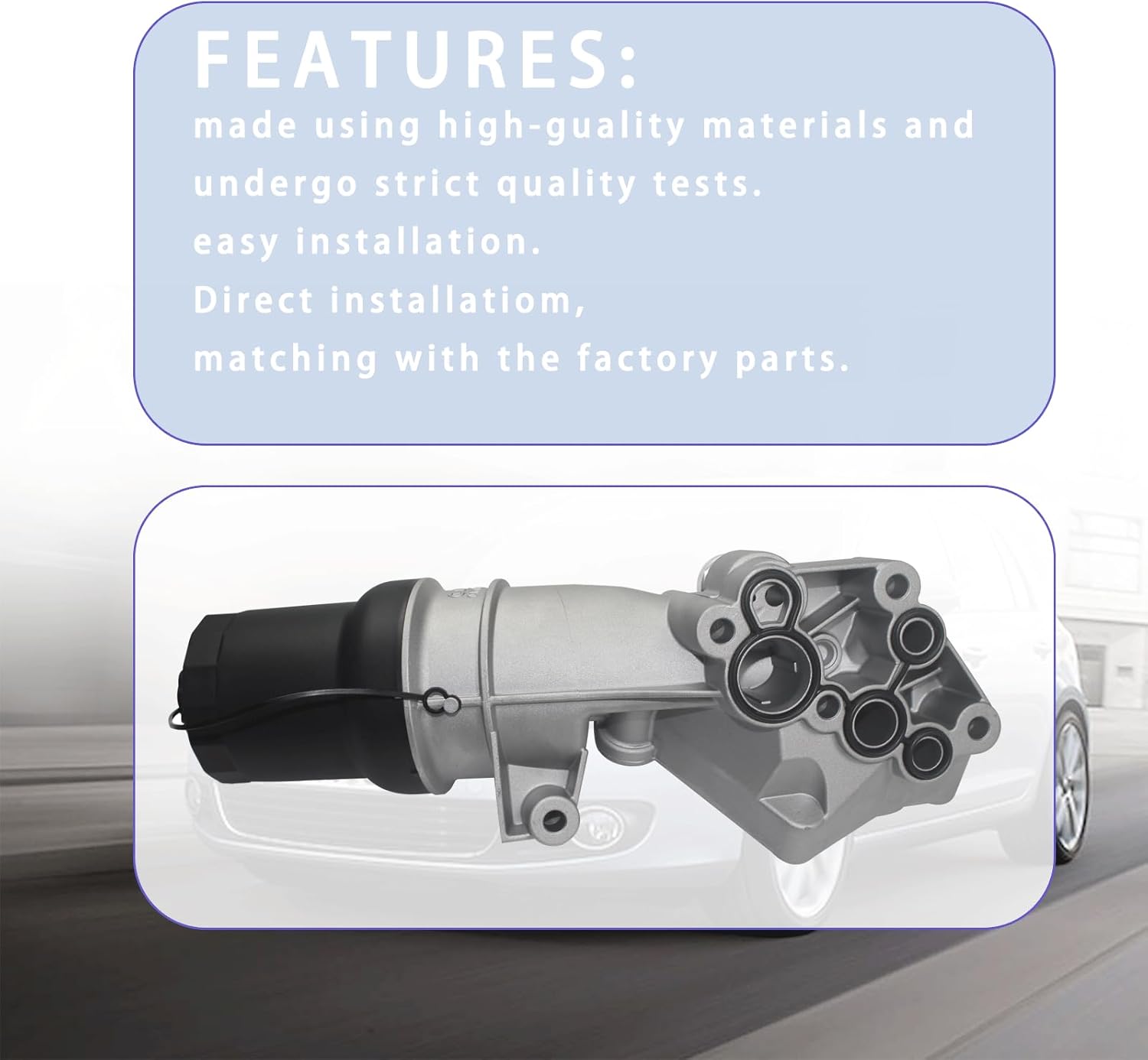 Aluminum Engine Oil Filter Housing with Sensor & Engine Mounting Bolts Compatible with Audi Volkswagen Vehicle TT Jetta Passat Beetle Golf Rabbit Replaces