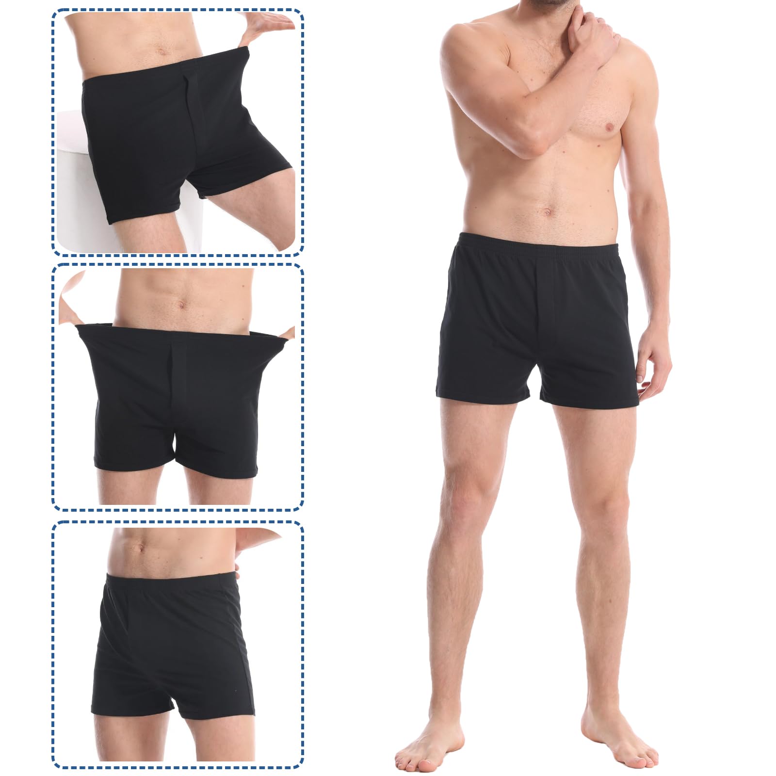 Nuofengkudu Boxershorts Herren Weit Baumwolle Locker Ohne Eingriff Unisex Elastan Schlafshorts 4er Pack