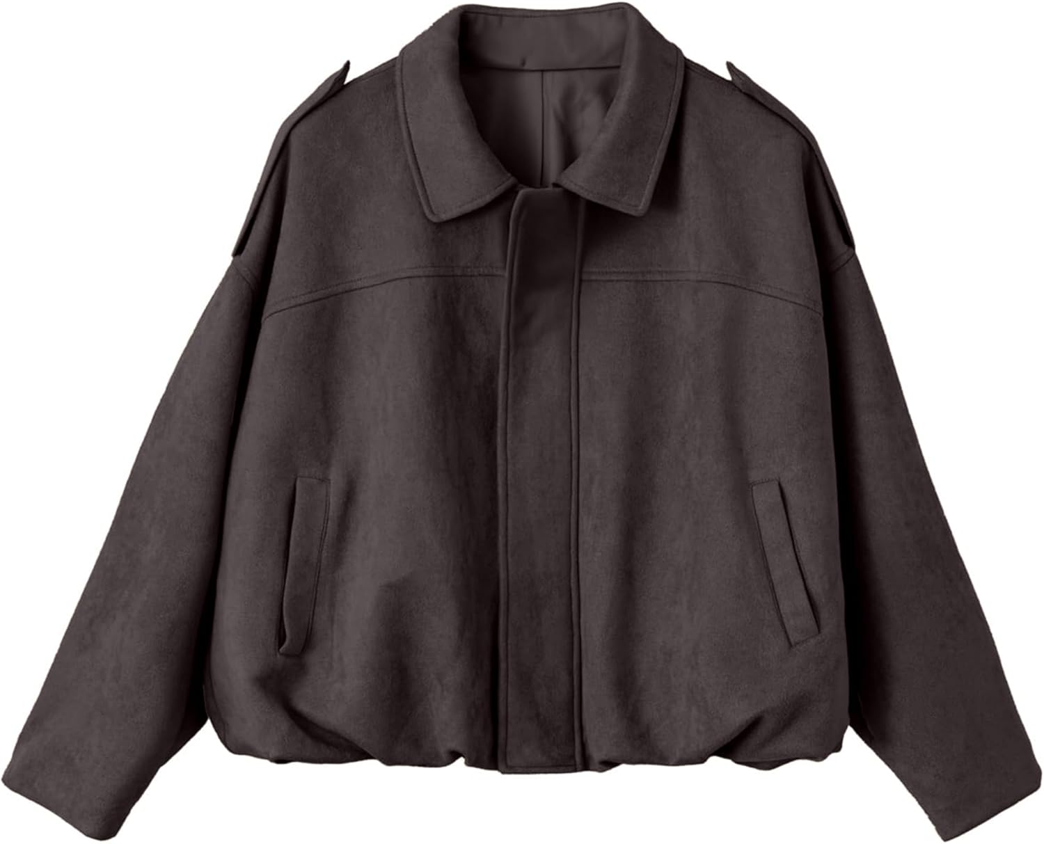 Womens Casual Bomber Jacket Zip Up Motorcycle Faux Suede Coat with Pockets