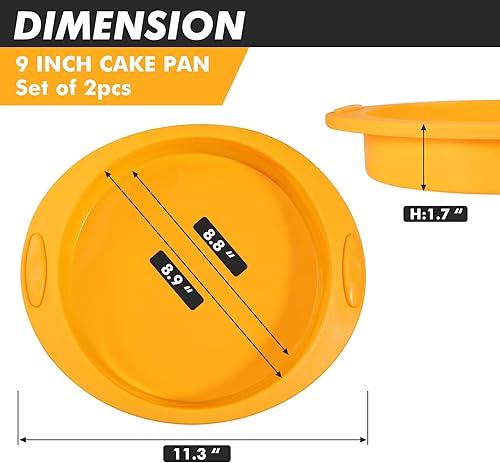 Miniatura 4 de Webake Molde redondo de silicona para tartas de 9 pulgadas, juego de 2 moldes para hornear, para brownie, pastel, pan, pastel y lasaña