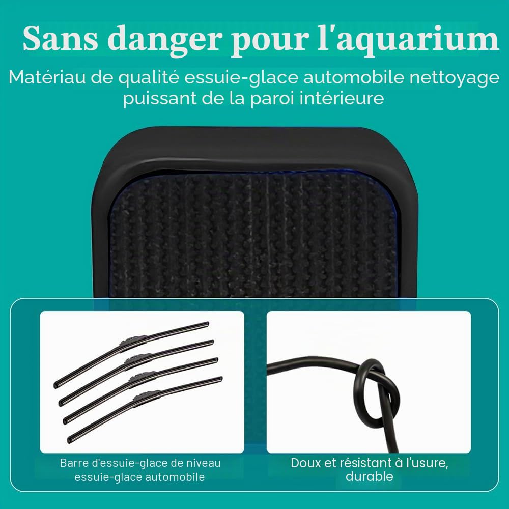 Brosse magnétique pour aquarium - 3 cm - Mini tampon de nettoyage pour aquarium de 3 mm à 6 mm d'épaisseur - Jusqu'à 40 l - Non flottante