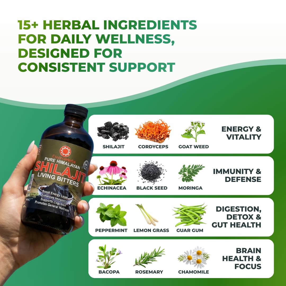 Shilajit Bitters Liquids Made with Shilajit, Moringa, Black Seed, & More (Pack of 1) — Amazon image 2