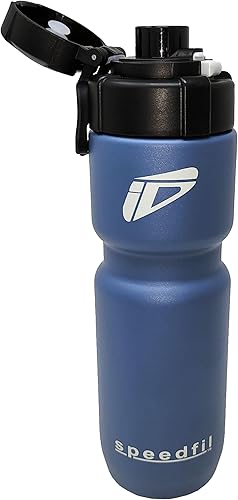 Speedfil Speedflask - Botella de agua deportiva de acero inoxidable aislada al vacío de 21 onzas con tapa trasera de rebote 2.0 (azul)