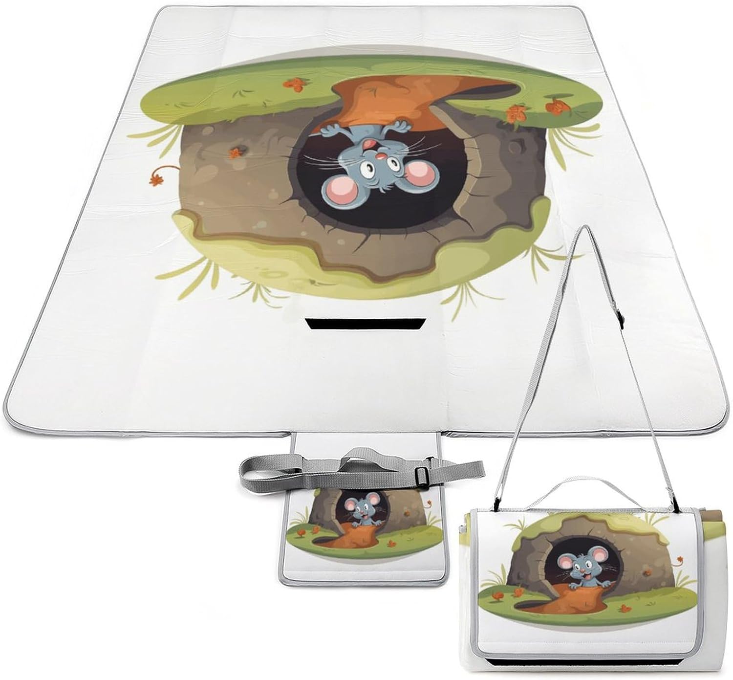 Outdoor Picnic Blanket,Mouse in The Hole Print Picnic Blankets,Large Beach Blanket Sand Free Foldable Portable Camping Blanket