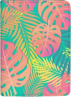 Carteira para passaporte moderna com folhas tropicais de couro para passaporte, acessórios de viagem para homens e mulheres