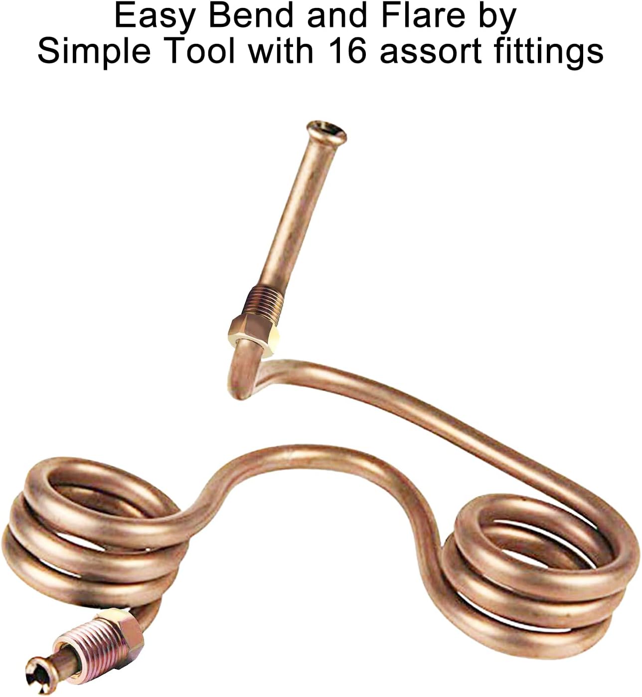 MuHize 3/16" Brake Line 25Ft - Copper Nickel Non-Magnetic Brake Tubing with 16 Braking Fittings, Fit Chevy Silverado/Jeep Wrangler