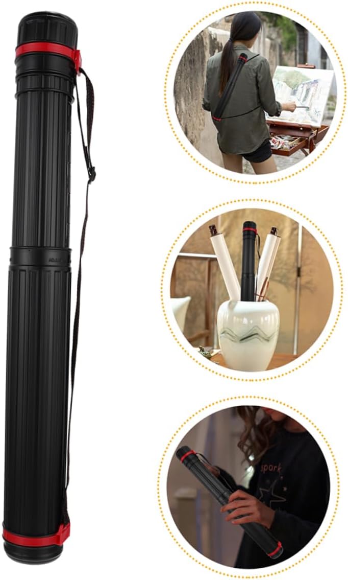 Black Telescoping Poster Tube with Shoulder Strap for Posters