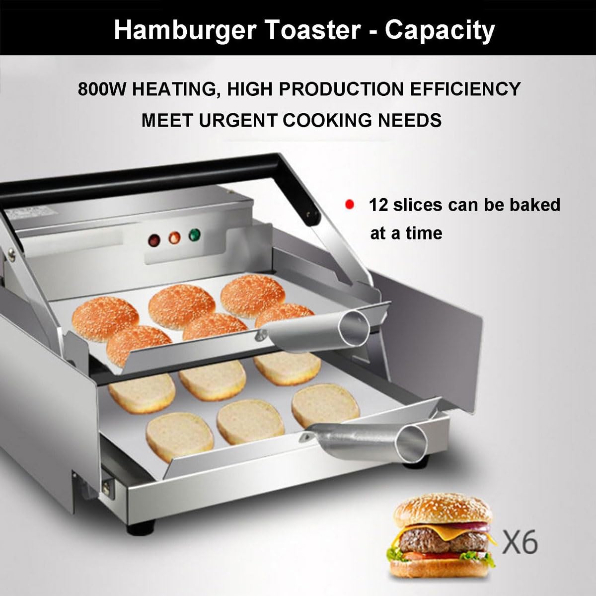 Automatyczny dwuwarstwowy toster hamburgerów,timer 0~3min,50-300℃ | Komercyjna maszyna pieczenia hamburgerów mocy,kontrola termostatyczna,nieprzywierająca płyta do pieczenia(Small)