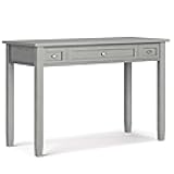 SIMPLIHOME Warm Shaker Desk - 48 Inch Wide Solid Wood Writing Desk in Fog Grey, Transitional Home Office Computer Table for Workspace or Study with Flip-Down Keyboard Tray and 2 Drawers