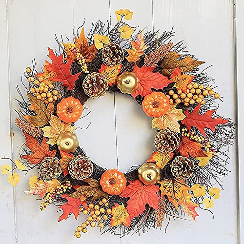 Couronne d'automne de 45 cm aux finitions soignées pour vacances de Noël