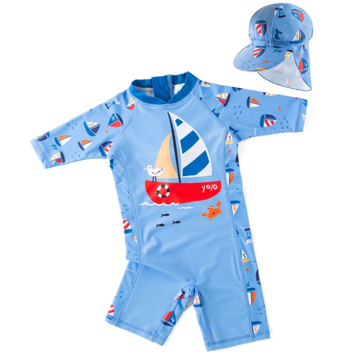 Tyidalin Traje de Baño para Niños Bañador Una Pieza Bebé Manga 3/4 UPF Protección Solar UV Natación con Gorro