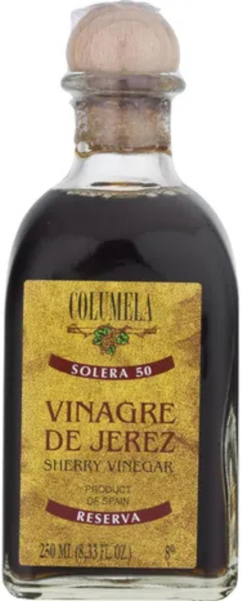 Columela 50 Year Aged Sherry Vinegar, 8.33 oz (250 ml) | Ultra-Premium Spanish Vinegar from Jerez | Barrel-Aged for Half a Century | Rich, Complex & Balanced Flavor