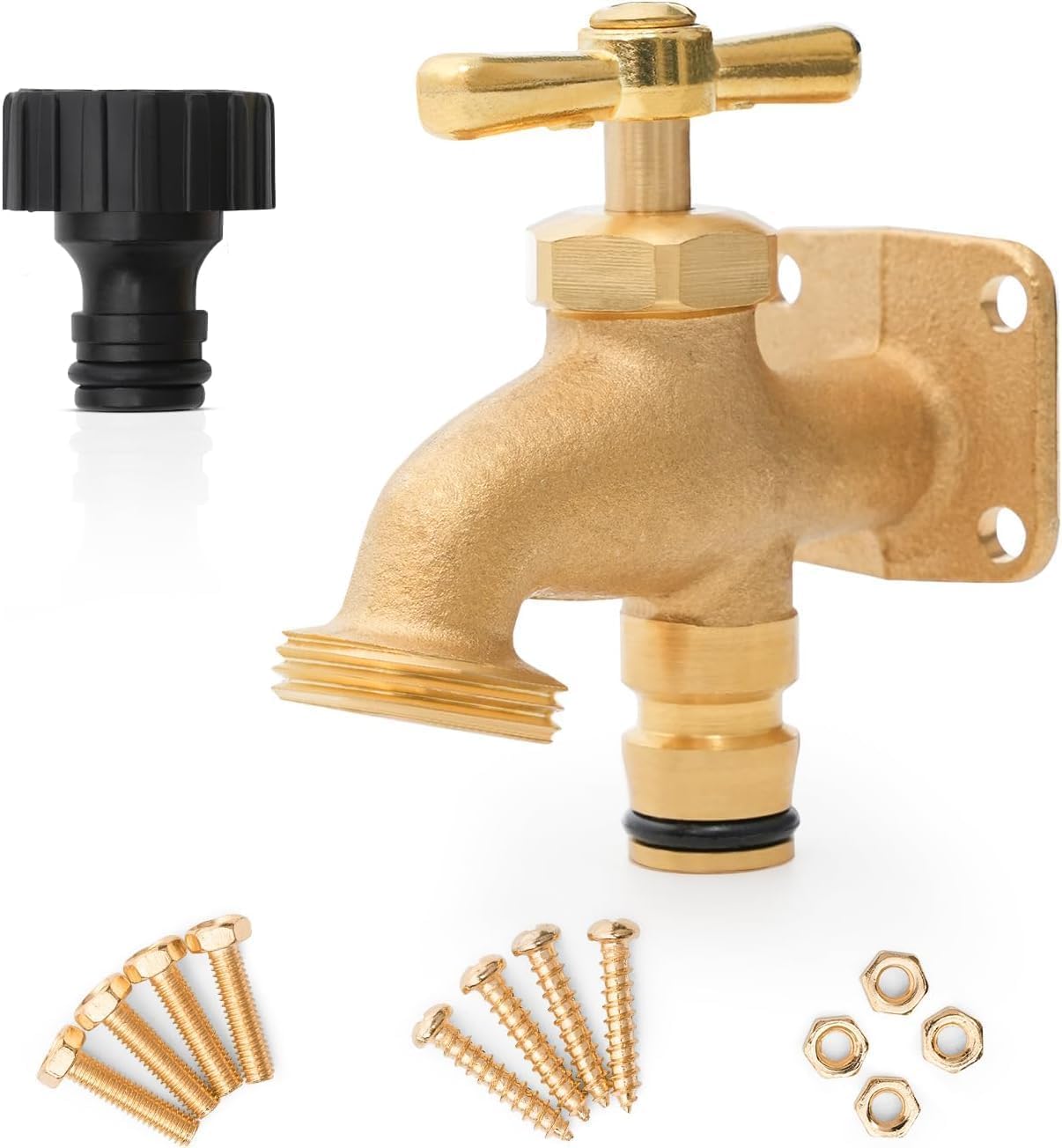 Dunnet Tools Women's Outside Tap Brass Anywhere Tap With Adaptor – Portable Outdoor Garden Tap 3/4” Bsp Thread, Wall Mount Hose Tap For Garden, Garage, Allotment & Watering Use