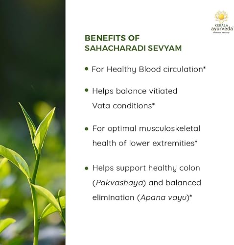 Miniatura 5 de Kerala Ayurveda Sahacharadi Sevyam - Aceite ayurvédico para uso interno para pacificar el vata, ayuda a mantener el flujo sanguíneo normal y apoyar