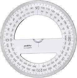 Transferidor 360° x 10 unidades, Waleu 10290002, Cristal