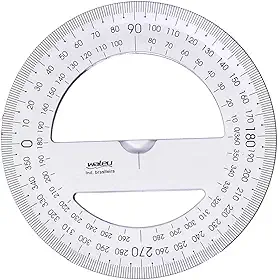 Transferidor 360° x 10 unidades, Waleu 10290002, Cristal