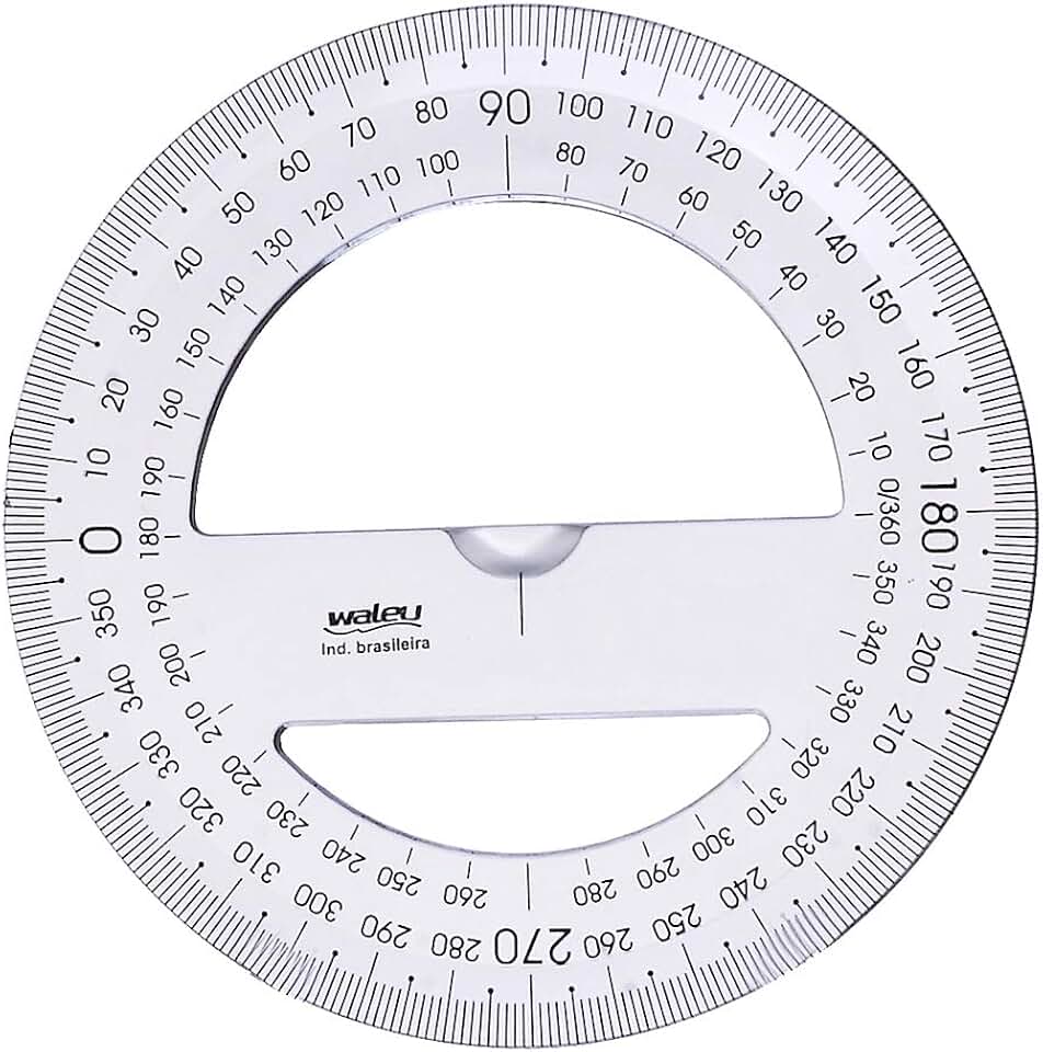Transferidor 360° x 10 unidades, Waleu 10290002, Cristal