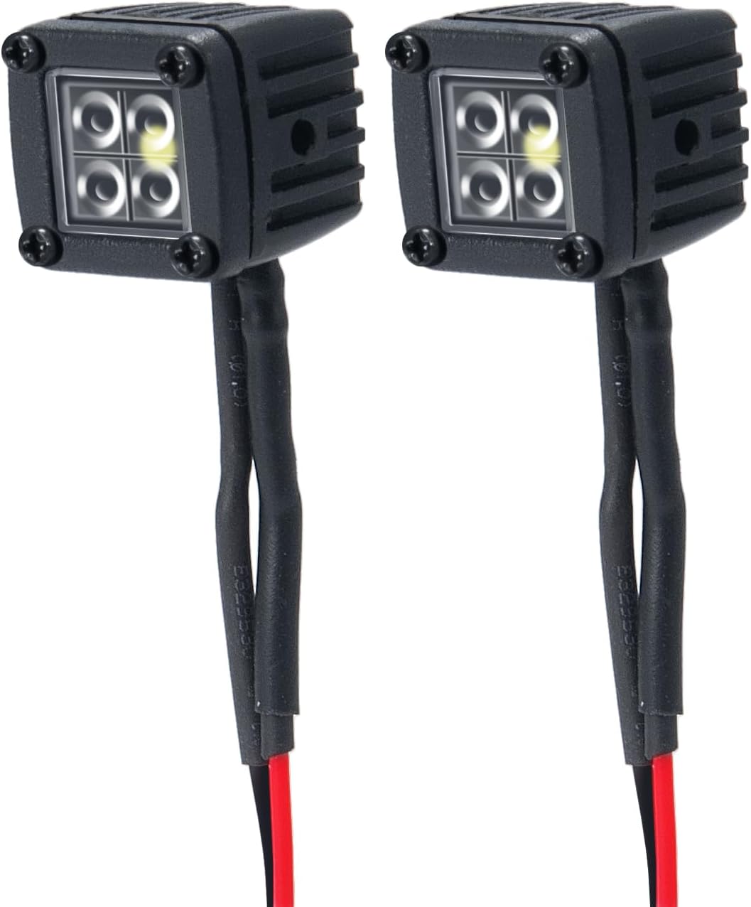 4PCS RC Spot Beam Square LED Cubes Offroad Driving Lights RC Light Bar LED Housing Lens Spotlight Compatible with 1/10 RC Car TRX4 TRX6 Axial SCX10 90046 RR10 D90 (D-4 Holes)