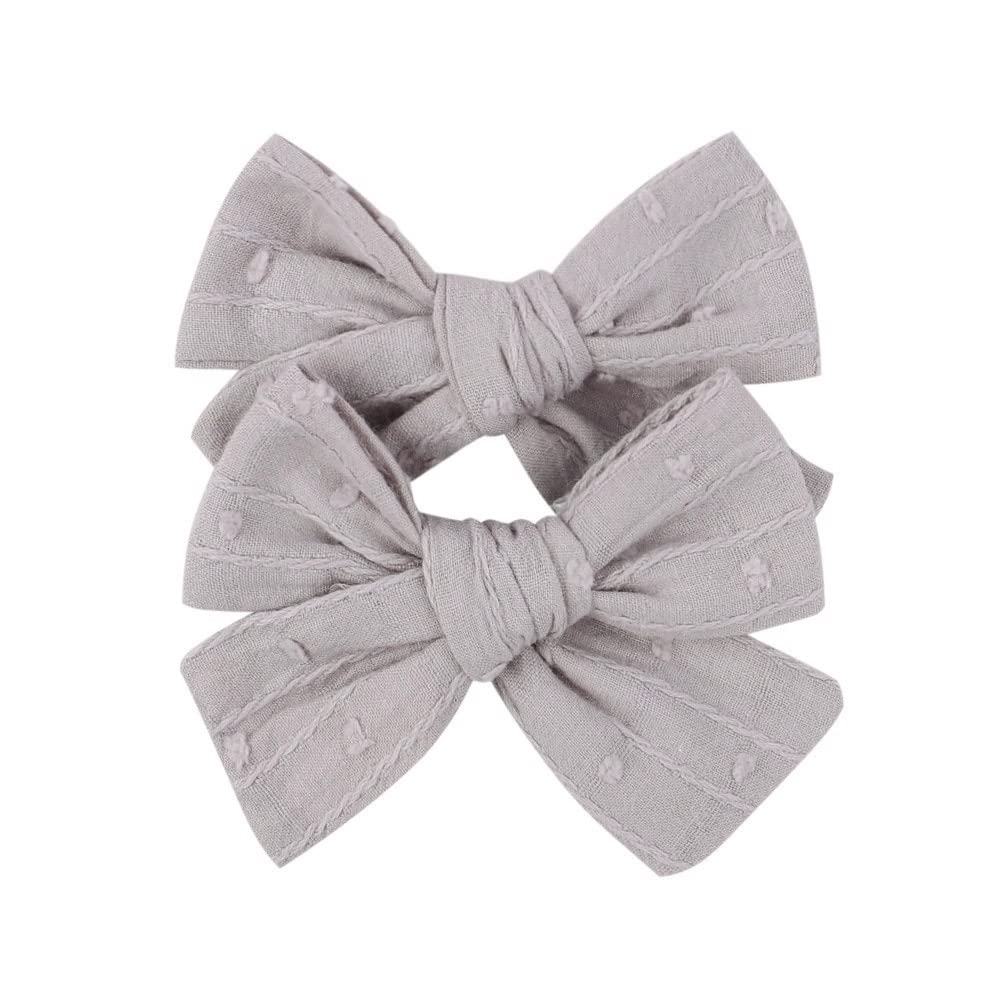 Lazos para el pelo de lino gris de 3.2 pulgadas para niñas, accesorios para el cabello para niñas pequeñas, niños y adolescentes