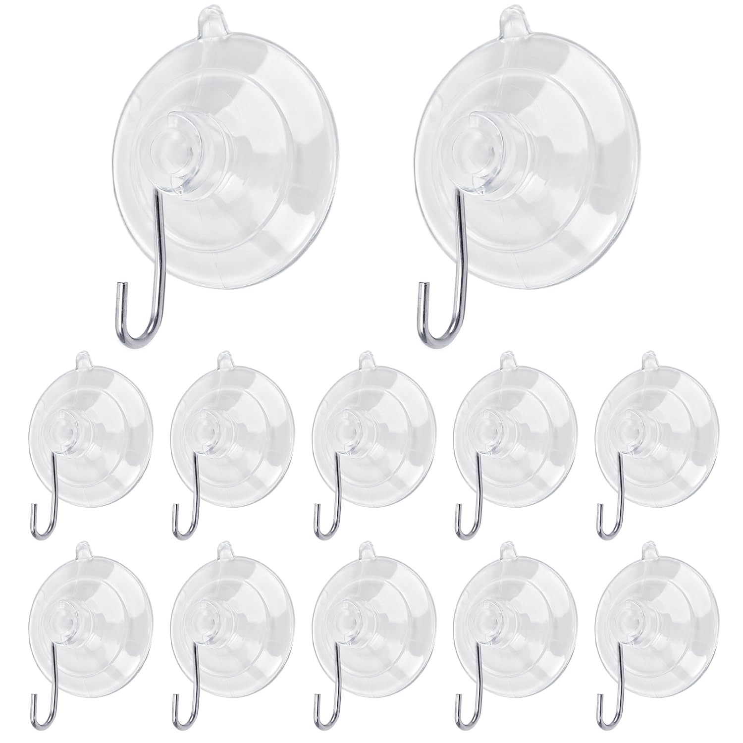 HIVTE 12 Piece 45mm Suction Cup Hooks for Windows and Glass, Strong Hold up to 3kg per Hook, Versatile Hangers for Kitchen, Bathroom, Window, Car and Camping
