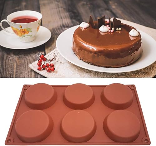 Miniatura 5 de DaKuan - 3 paquetes de 6 moldes de silicona grandes de disco redondo para dulces, moldes antiadherentes para hornear, molde para pastel de mousse