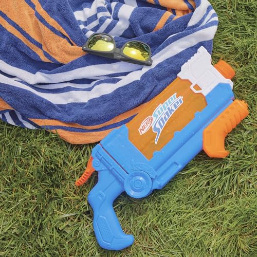 Nerf Super Soaker Flip Fill Wasserblaster mit 4 Modi (Einzelstrahl, Streustrahl und Fächerstrahl), schnelles Befüllen, Outdoorspielzeug mit 887 ml Tank, Wasserspiel für Jungen und Mädchen