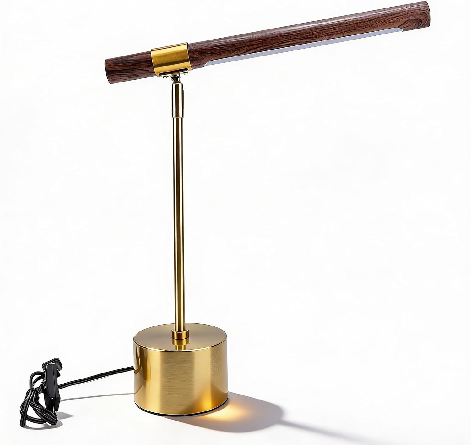 Zunate Adjustable Wood Grain Reading Table Lamp with Plug Modern Simple Foldable LED Desk Lamp, Warm Light, Iron PC, Bedroom Study, Suitable for Hotels Commercial Spaces, Key Switch
