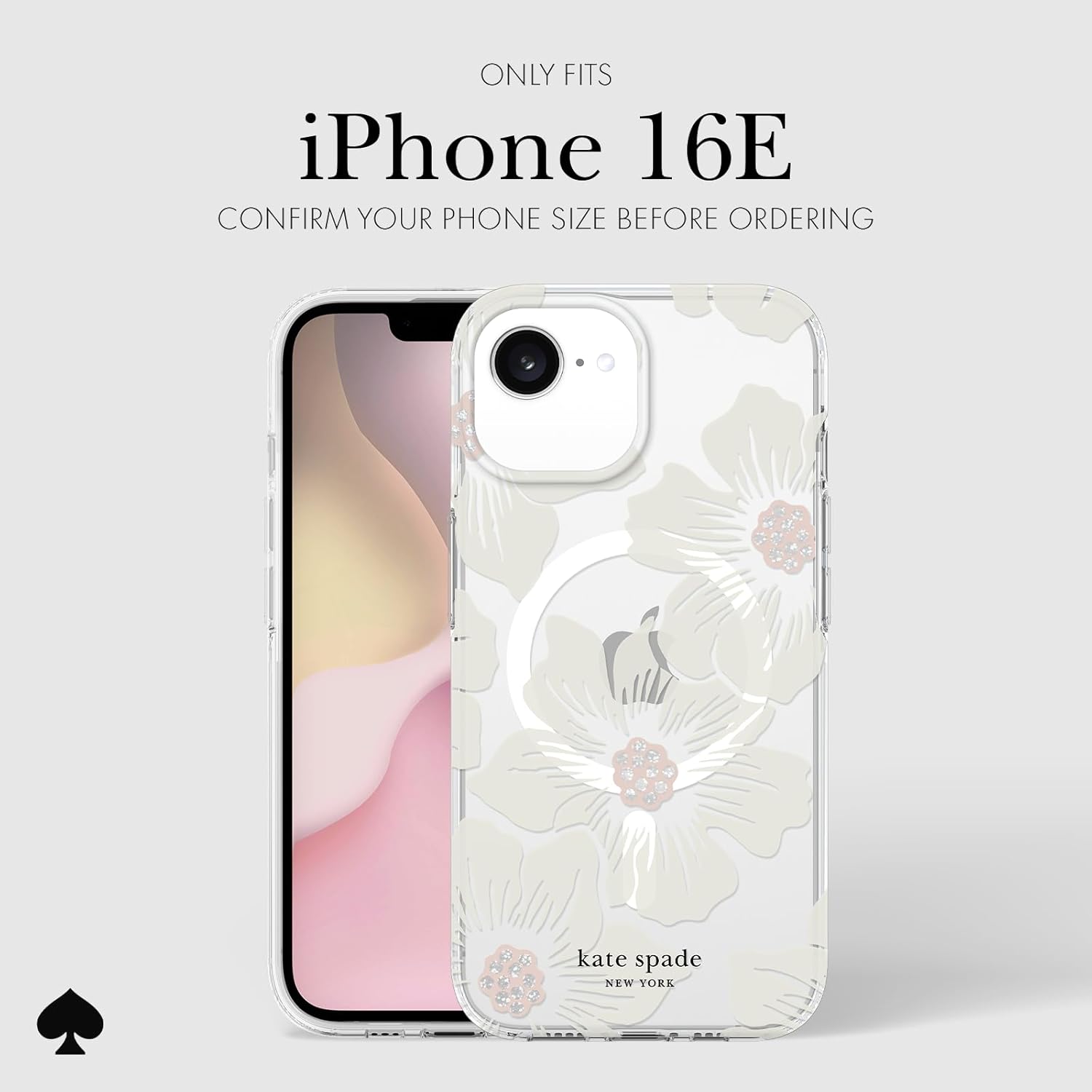 kate spade new york iPhone 16e (2025) / 15/14/ 13 Case - Compatible with MagSafe - Designer Phone Case - Hollyhock Cream Floral
