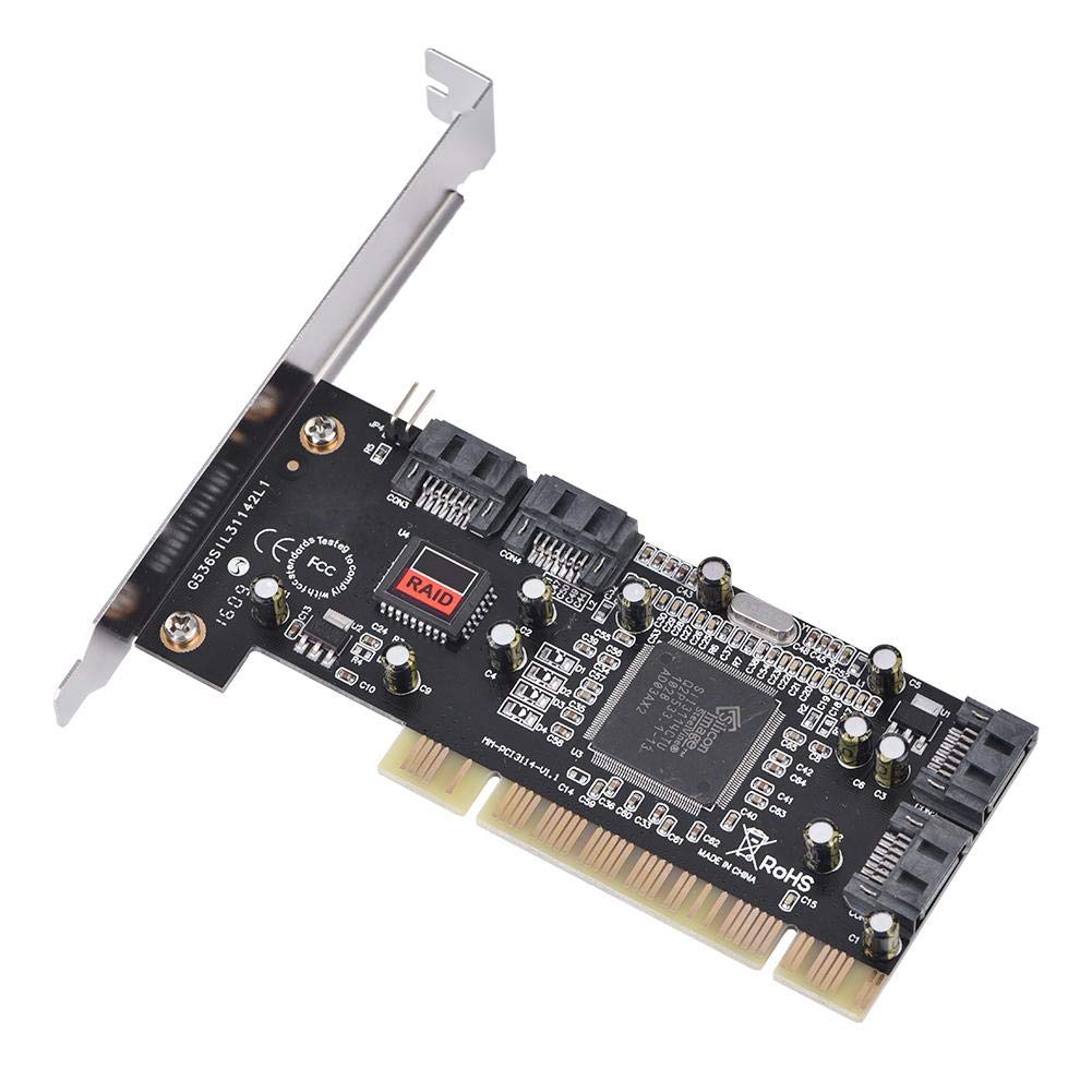Bewinner Scheda Adattatore da 4 Porte Pci a Sata Raid Card Pci Express a Sata da 1,5 Gbps Sil3114 Chipset Raid Controller Scheda Adattatore Supporto 4 Dischi Rigidi