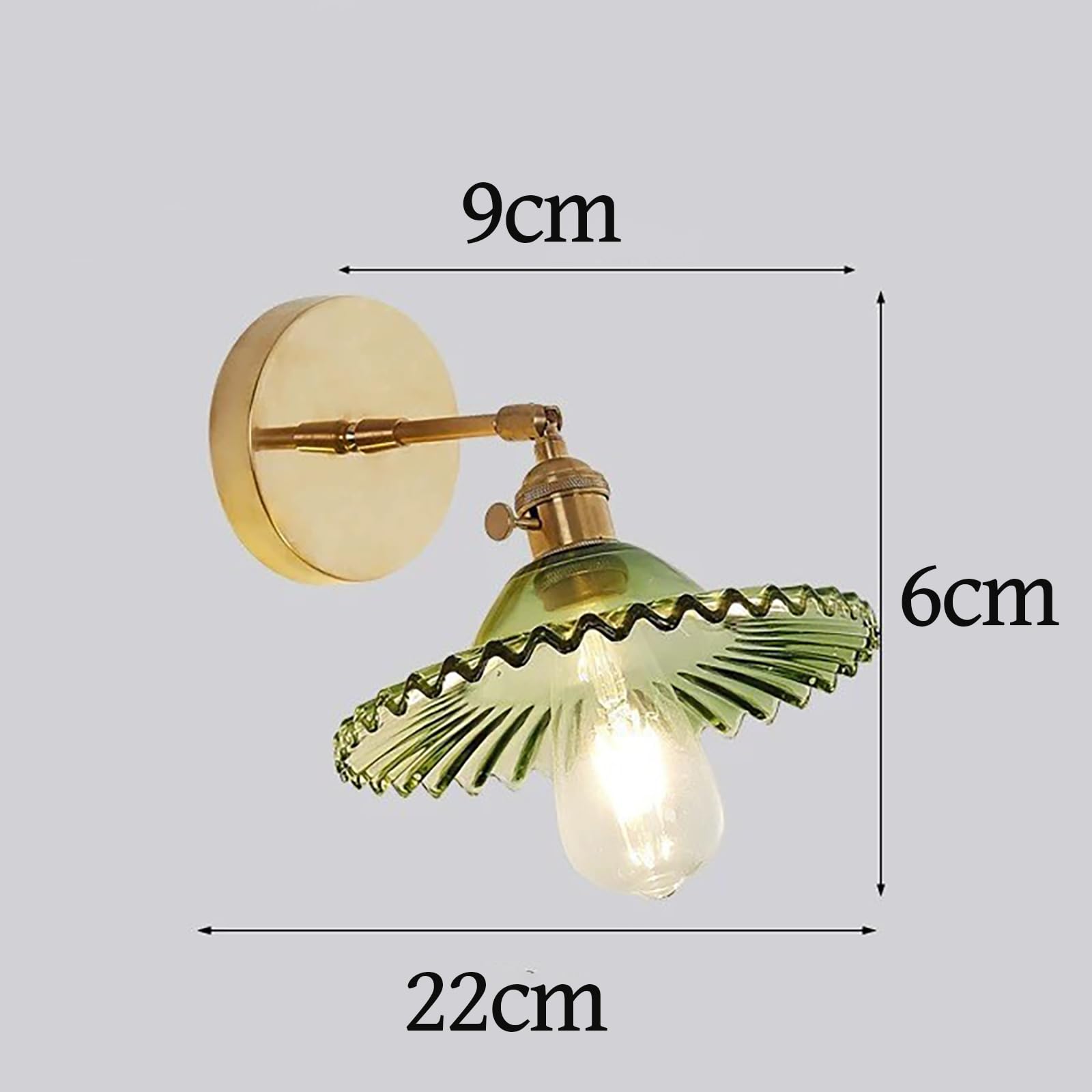2 Pack Lámparas de Pared con Pantalla de Cristal, Iluminación de Pared Moderna E27, Lámparas de Pared de Cristal Verde, Lámparas de Pared Ajustables para Dormitorio Baño Salón