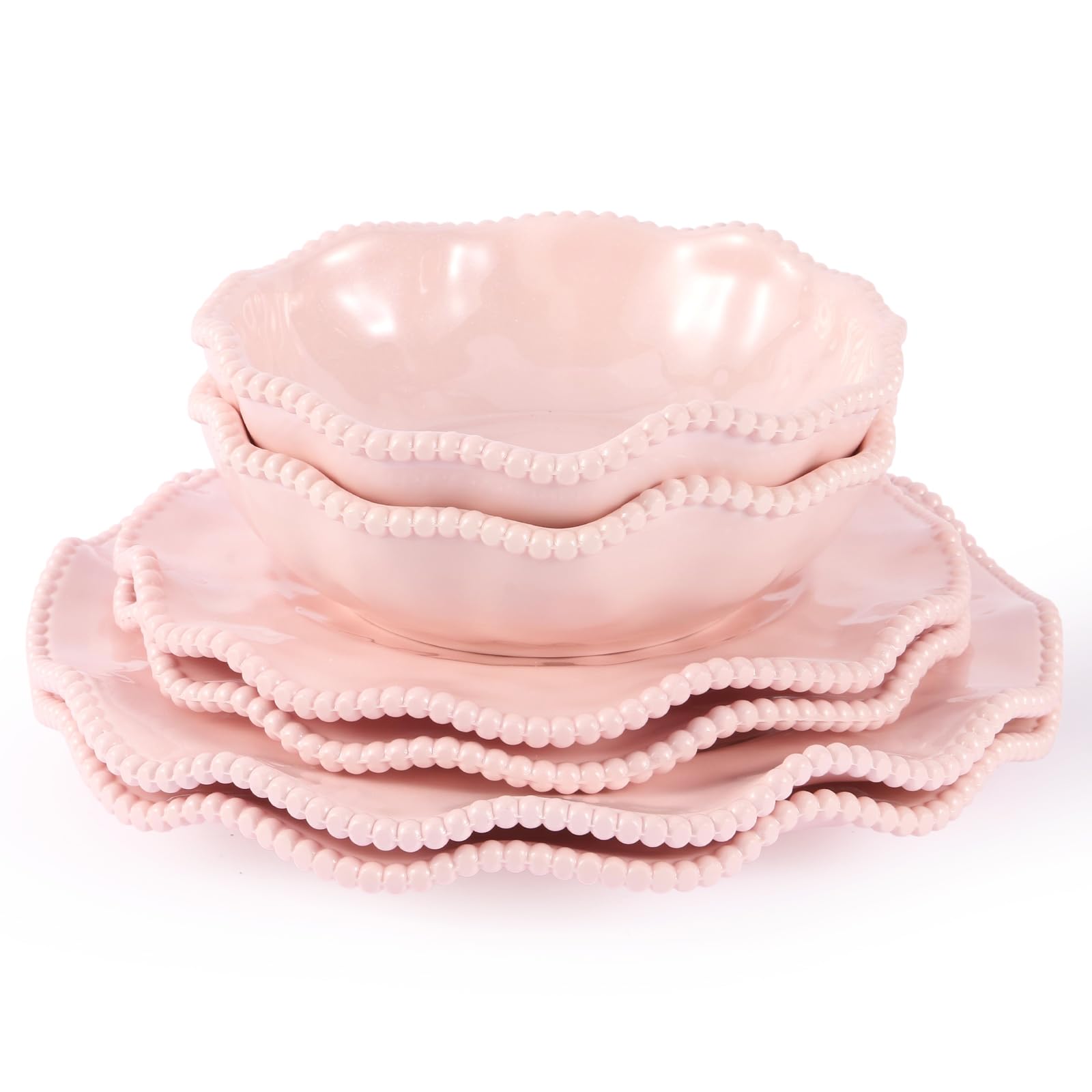 Amazon.com | ADSURMELA 6-Piece Pink Melamine Dinnerware Set