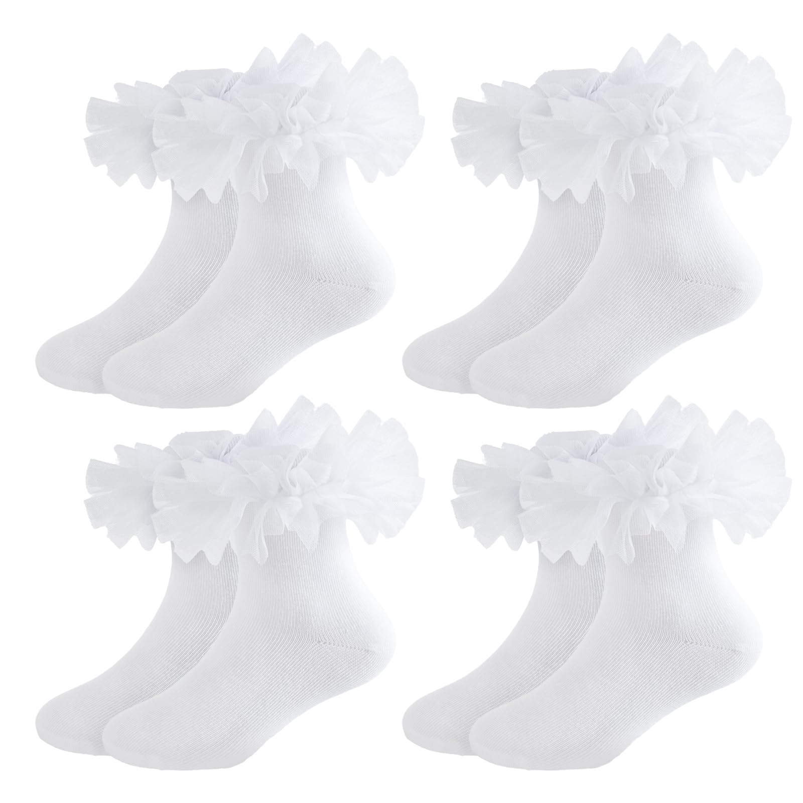 �️QHANSHIEE Girls Ruffle Socks Toddler Fluffy Lace Ruffle Sock Turn Cuff Frilly Dress Socks Kids Little Girl Pageant Tut — deal on Shopping With Noya