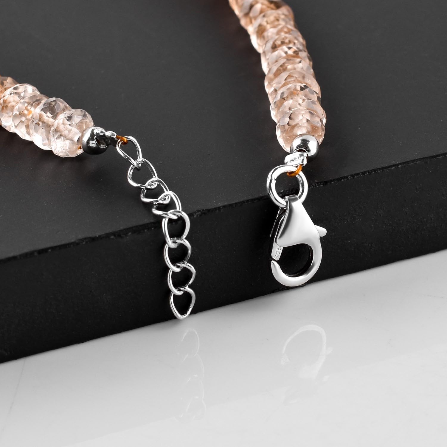 Natural Gemstone Dainty Beads Bracelet for Women, Handmade Birthstone Jewelry, 925 Sterling Silver Chain 8 inch, Birthday Christmas Gift for Her